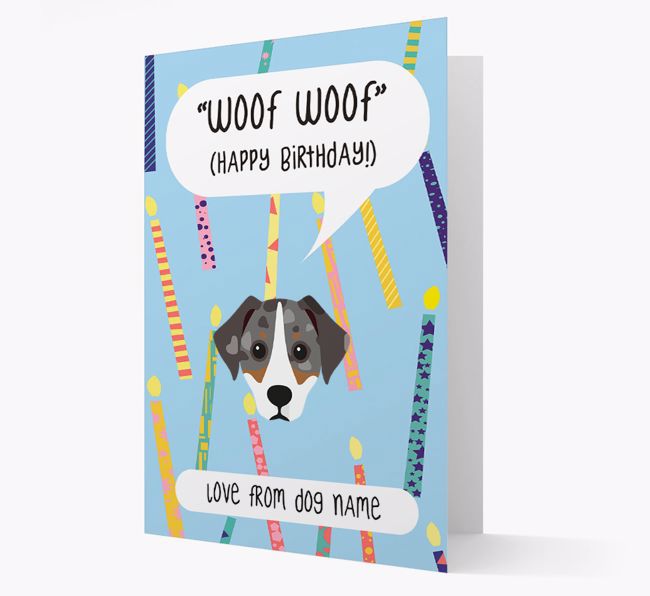 Personalized 'Woof Woof' Birthday Card with {breedFullName} Icon